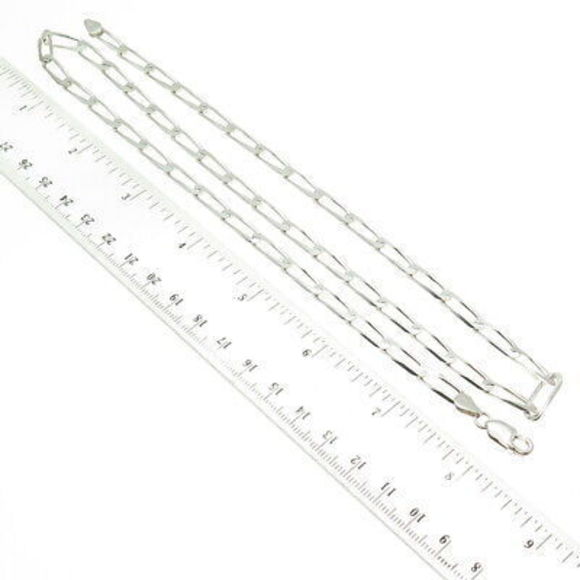 925 Sterling Silver Vintage Italy Paperclip Chain Necklace 24" - Picture 2 of 6